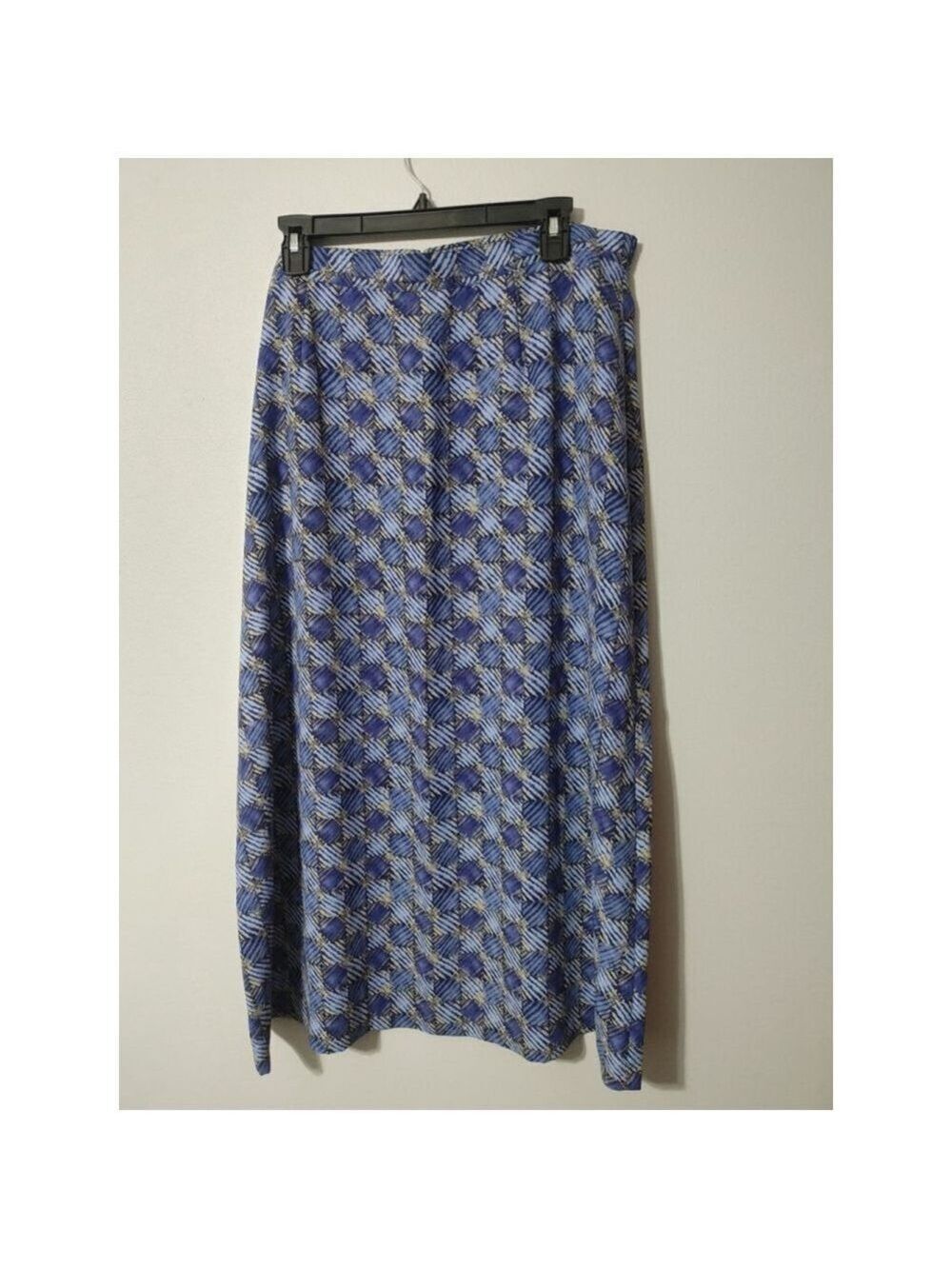 Women's Vintage 90s SAG HARBOR Blue Beige Plaid Maxi Skirt Plus XL